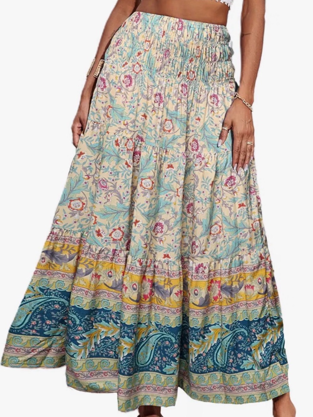 Amazon CFLONGE long boho maxi print skirt - small